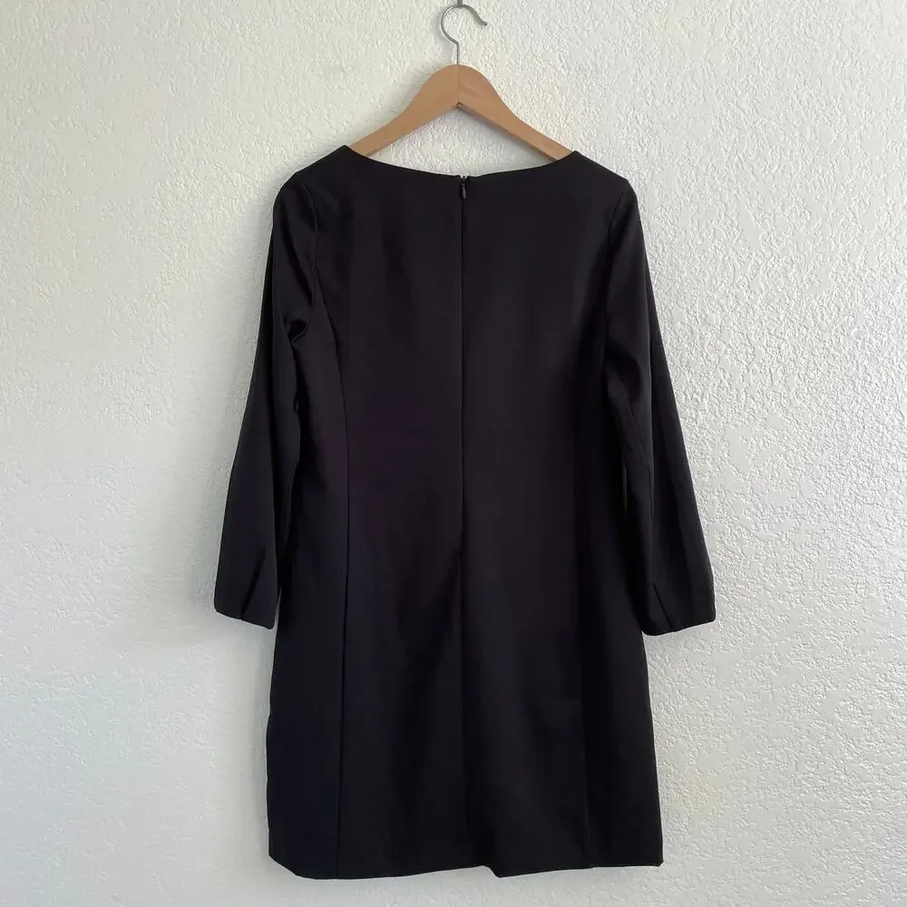 NWT Banana Republic Black Shift Mini Dress 3/4 Sleeves Pleated Cuff Size‎ 6